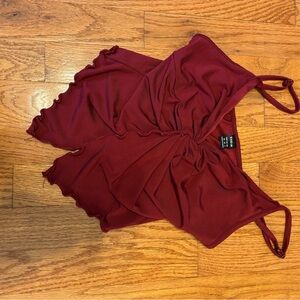 SHEIN Burgundy Ruched Top